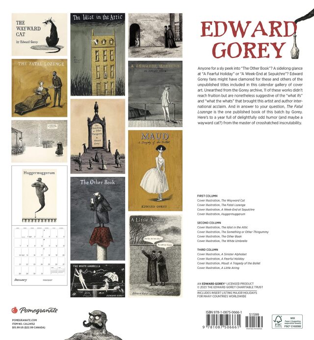 ゴーリー2024カレンダー（大）Edward Gorey 2024 Wall Calendar