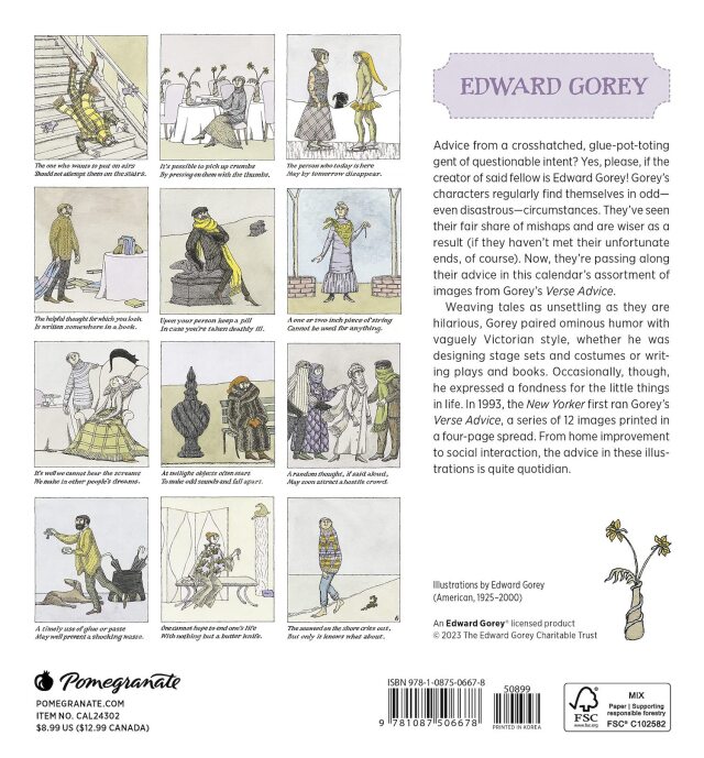 ゴーリー2024カレンダー（ミニ）Edward Gorey- Dancing Cats 2022 Mini Wall Calendar